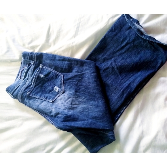 Vigoss mid rise dark wash boot cut distressed jeans Sz 11 - Picture 2 of 10